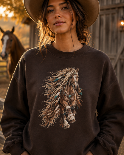 Western Boho Sweater Dames | Wildlife Print