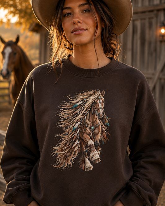 Western Boho Sweater Dames | Wildlife Print