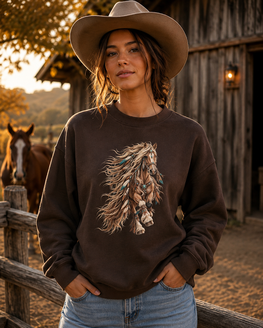 Western Boho Sweater Dames | Wildlife Print