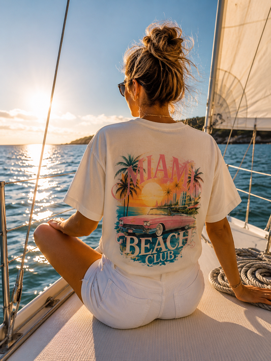 Miami Beach Club Vintage Coastal T-Shirt