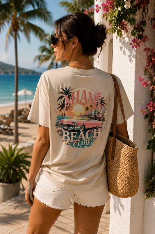 Miami Beach Club Vintage Coastal T-Shirt