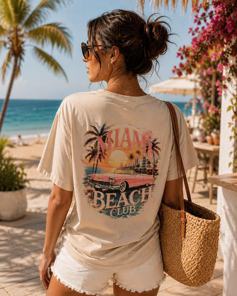 Miami Beach Club Vintage Coastal T-Shirt
