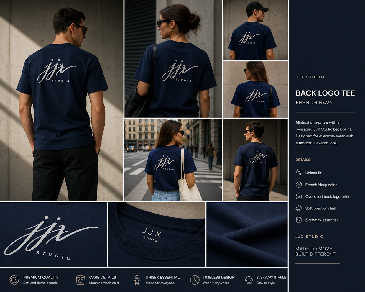 JJX Studio Back Logo T-Shirt - French navy
