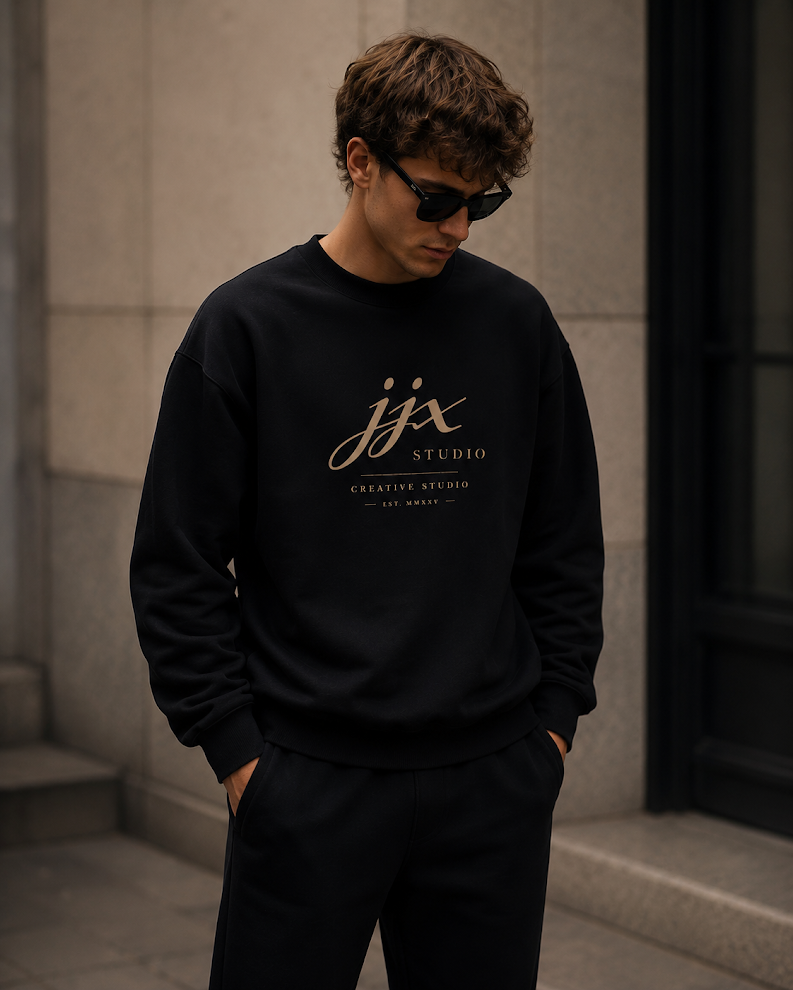 JJX Sweatshirt - Midnight Black & Soft Ecru