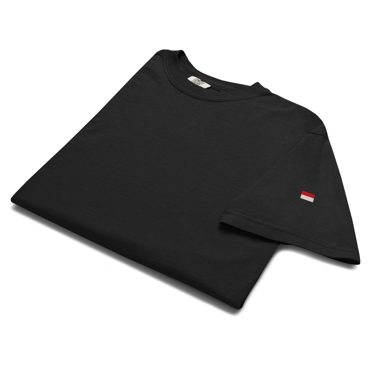 JJ Luxury House zwart heavyweight katoenen T-shirt met Indonesische vlag op de mouw